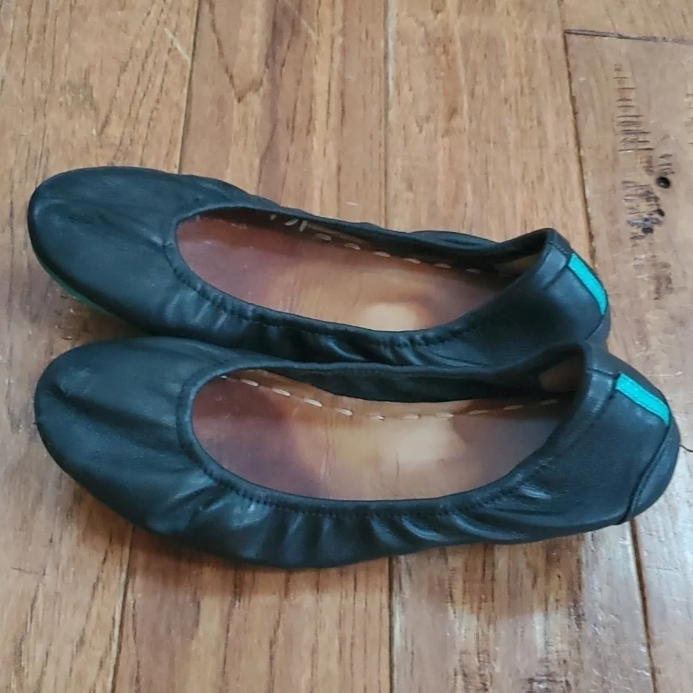 Tieks black round toe foldable flats